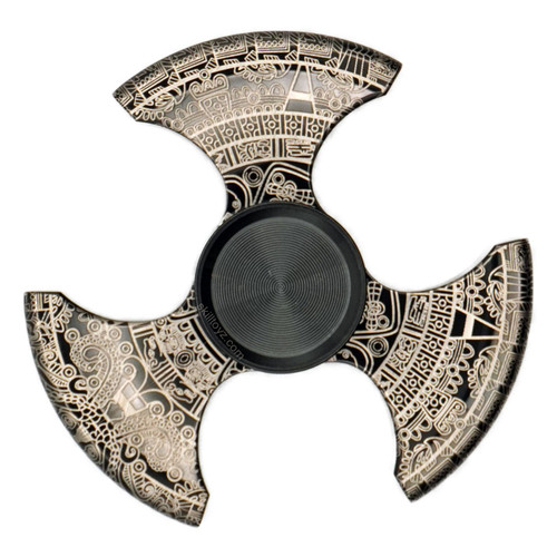 Maya Whirlwind Premium Engraved Stainless Steel Finger Spinner Black