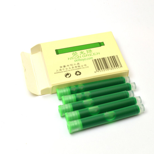 Jinhao Colour Fountain Pen Ink Cartridges x5 Neon Green
