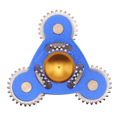 Metal Finger Fidget Spinner with Four Cogs - Blue