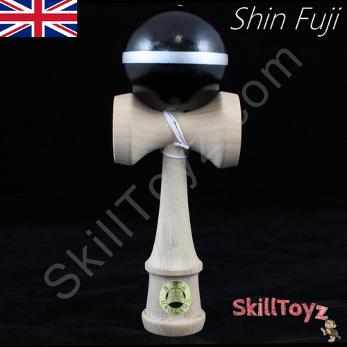 Shin Fuji Kendama Japanese Wooden Skill Toy Black with Silver Line