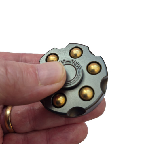 Revolver Finger Spinner Fidget Toy Gunmetal Grey