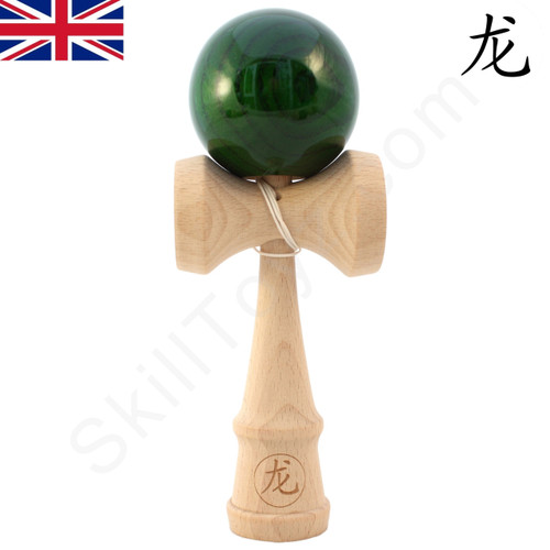 Dragon Kendama translucent Emerald Green - a fine quality kendama with a beautiful translucent green paint finish.