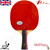 Palio 3 Star Professional Table Tennis Bat with case fitted with Palio AK47 Biotech rubbers. Red side shown. 