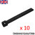 Pack of 10 hook and loop Velcro style black cable ties 225mm long x 12mm wide