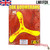 The  yellow ABS plastic Trionyx tri blade sports boomerang by LMI and Fox Boomerangs, seen here in its manufacturers packaging. 