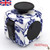 Premium blue flower Edition Fidget Cube showing the switch, joystick and wheel.