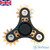 Metal Finger Fidget Spinner with Four Brass Cogs Triangle - Black