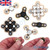 Metal Finger Fidget Spinner with Nine Brass Cogs Square - Silver