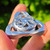 Rosette Leaf Metal Finger Spinner Satin Silver 