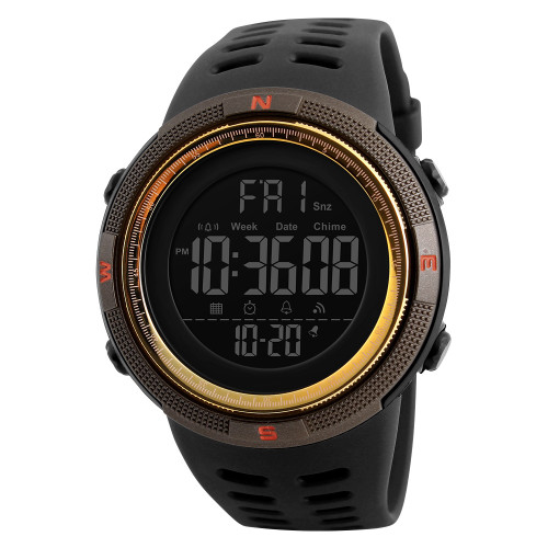 SKMEI 1251 Digital Multifunction Sports Watch Black/Brown/Gold