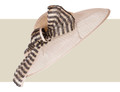 Black and ivory Derby hat with striped detail