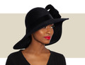 STRUCTURED WAVE HAT WITH RIBBONS - Black