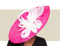 GIANNA FASCINATOR HAT - Hot Pink and White