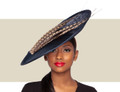KALYNA HAT - Navy and Pheasant Feather