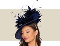 Two-tone blue statement fascinator hat for ladies lunch or charity event