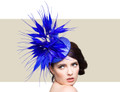 Bold electric blue cocktail headpiece for Kentucky Derby