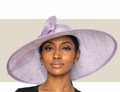 Lilac wide brim hat for weddings and garden parties