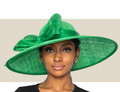 Emerald green wide brim Kentucky Derby hat for women