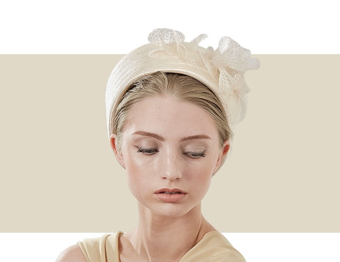 CIRCULAR WOVEN STRAW PILLBOX - Ivory - Gold Coast Couture display picture 1