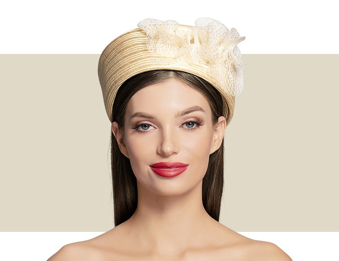 Vintage Union Made ivory tan straw and satin pillbox turban hat fascinator OS Vintage | Accessories | Vintage Union Made Ivory Tan Straw  main image 4