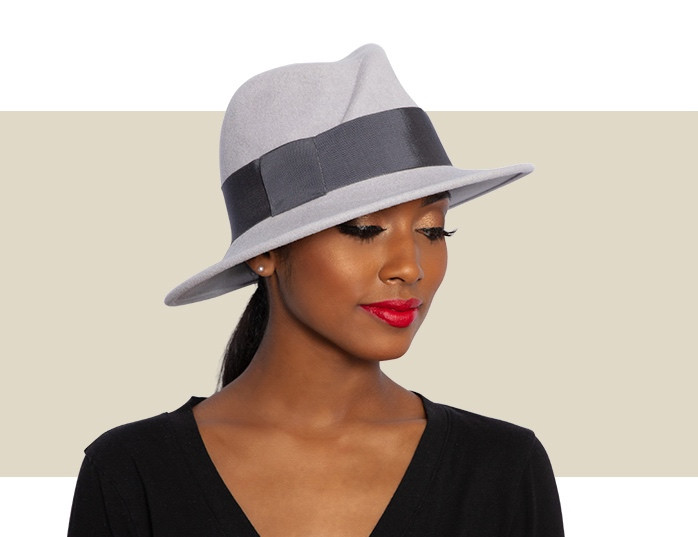GREY BLOGGER STYLE STYLISH FEDORA LADIES HAT *NEW* Scottie Wide Brim Fedora | Women main image 2