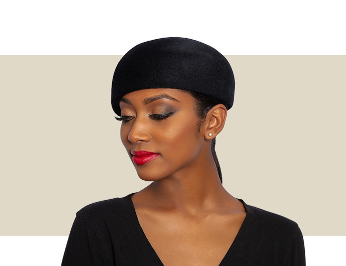 WOMENS VELOUR BERET HAT Black Gold Coast Couture