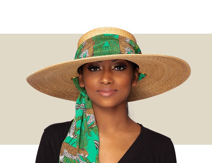 TUSCANY - Natural with Green Print Scarf - Gold Coast Couture