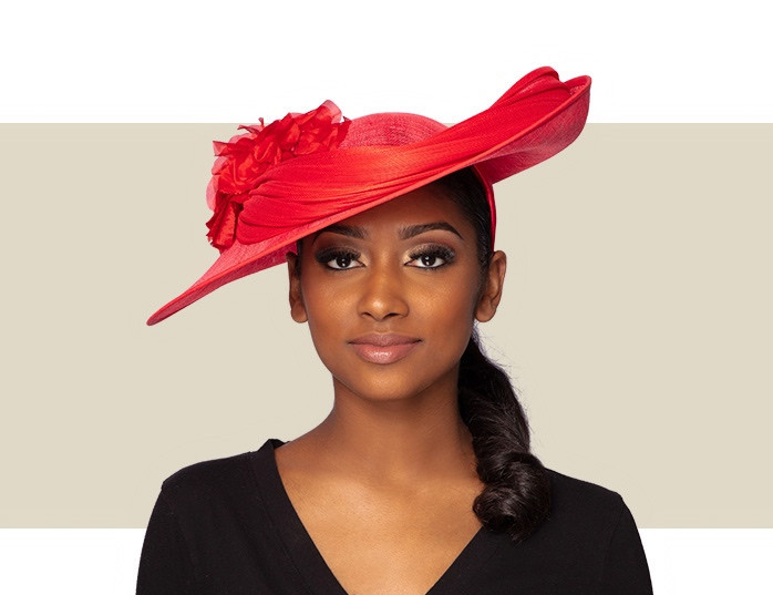 Elegant Red Women\'s Hat Red Wide-Brim Hat with Crystal Bow – Elegant Formal Headwear  main image 4
