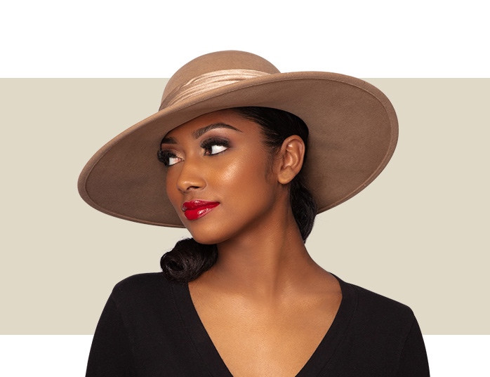 HONEY SUEDED WOOL FELT CASUAL HAT Camel Gold Coast Couture