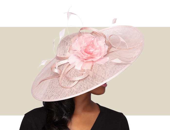 SOFIA FASCINATOR HAT - Pink Lurex - Gold Coast Couture display picture 2