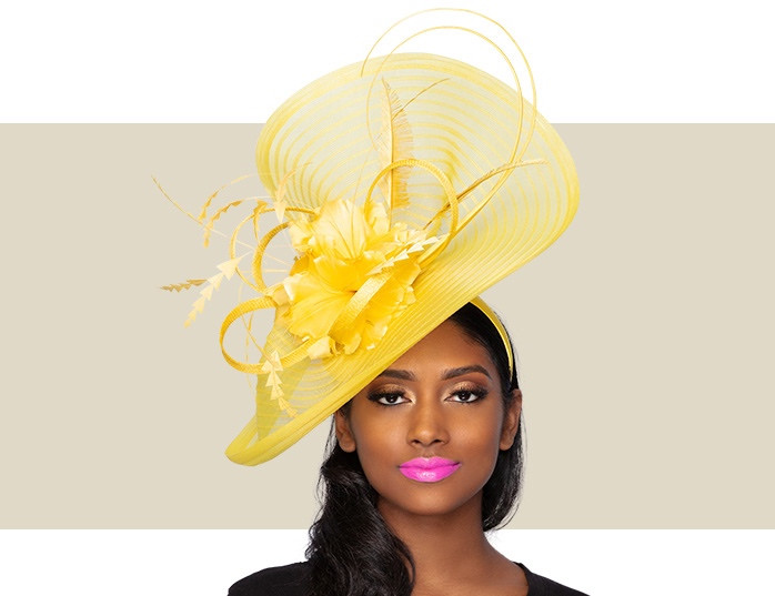 LUNA FASCINATOR - Yellow - Gold Coast Couture display picture 1