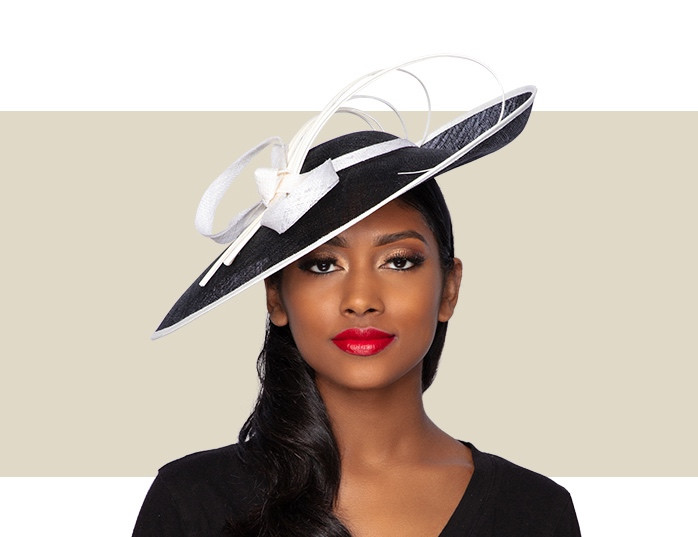 LILLY FASCINATOR HAT Black and Ivory Gold Coast Couture
