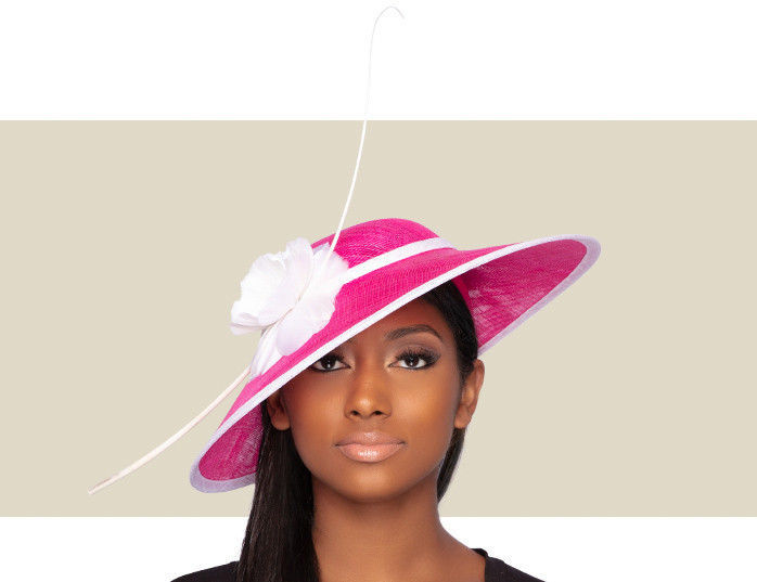 ARIANA FASCINATOR HAT Hot Pink Gold Coast Couture