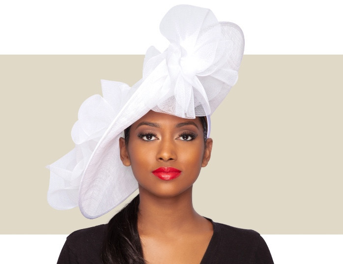 GIA FASCINATOR HAT - White - Gold Coast Couture display picture 2