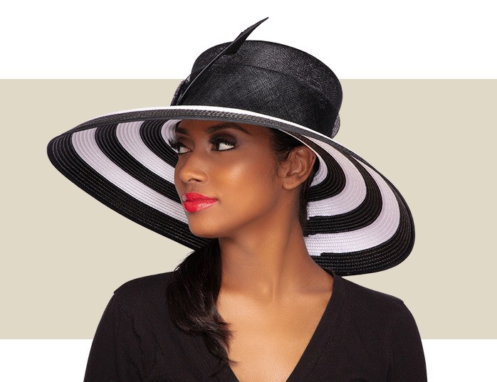 ZARA HAT - Black and White Stripe - Gold Coast Couture display picture 2