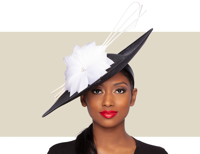 Black Fascinators (Monochrome) Monochrome Hatinator Fascinator With Black Feather Detail - Etsy main image 4
