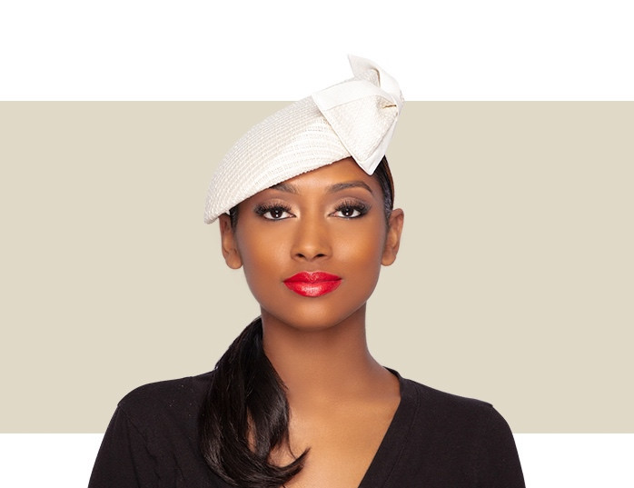 Etoile ribbon beret エムエメ　ホワイト BOHDANA BERET HAT - Ivory - Gold Coast Couture