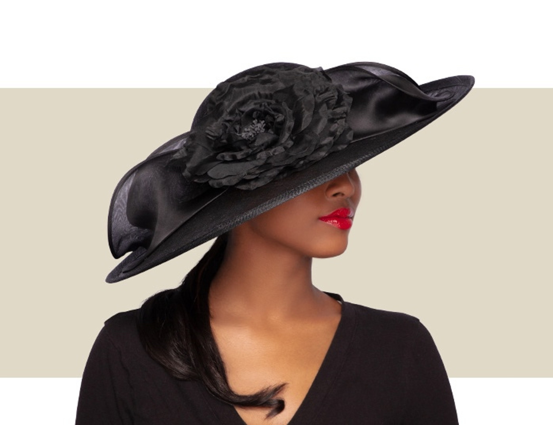 ELOISE WIDE-BRIM HAT - Black - Gold Coast Couture