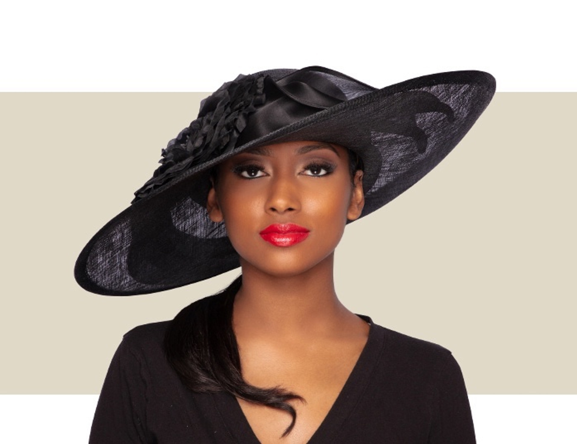 Floppy Hat Flat Brim Hat Style ELOISE WIDE-BRIM HAT Black Gold