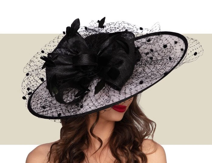 KAY WIDE BRIM HAT - White and Black - Gold Coast Couture display picture 3