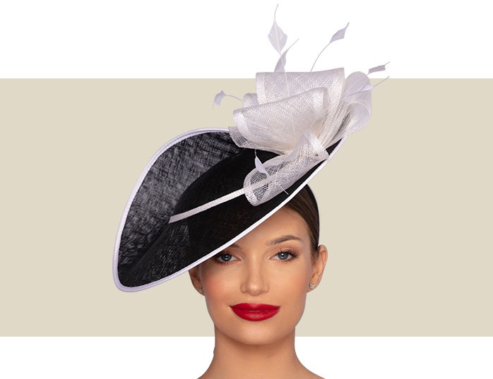 Fascinator black-and-white Black and White Fascinator, Black and White Hat Fascinator  main image 3