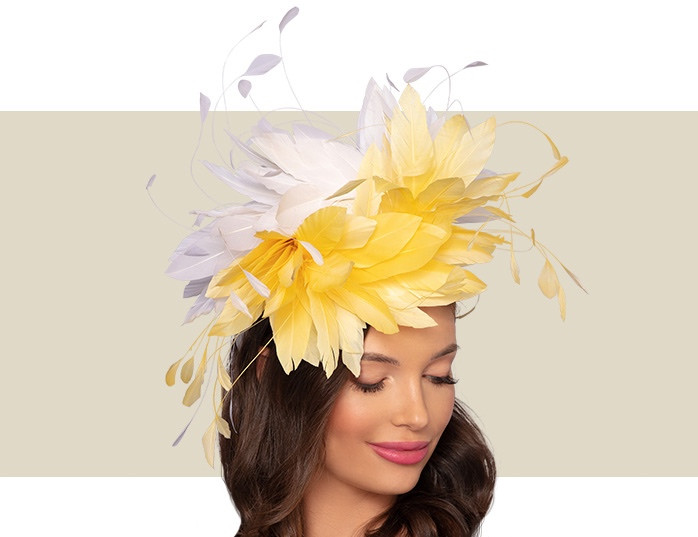 Yellow & Ivory Fascinator Hat for Kentucky Derby & Oaks  display picture 1
