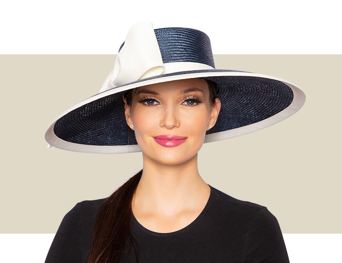 CAMERON WOMENS HAT - Navy Blue and Ivory - Gold Coast Couture display picture 3