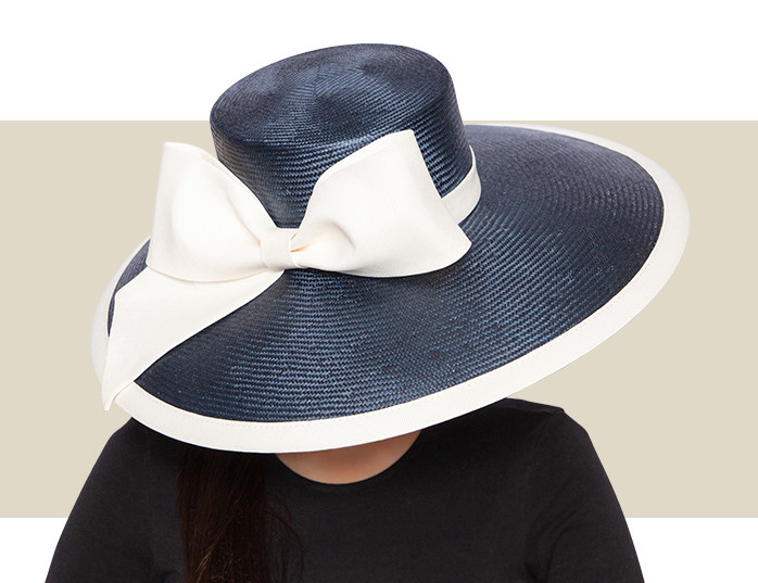 Navy & Ivory Wide-Brim Hat for Weddings & Easter | Whiteley