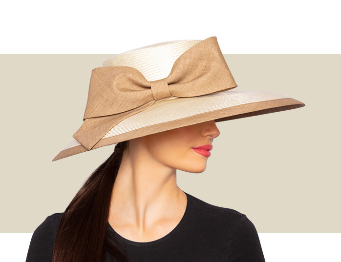 CAMERON WOMENS HAT - Ivory and Beige - Gold Coast Couture display picture 3