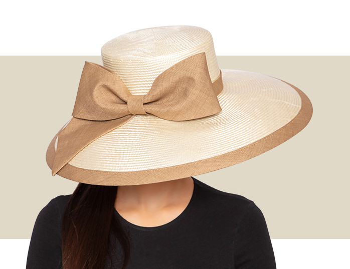 Ivory & Beige Wide-Brim Hat for Derby & Weddings | Whiteley display picture 3