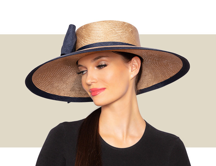 CAMERON WOMENS HAT - Tan and Navy Blue - Gold Coast Couture display picture 3