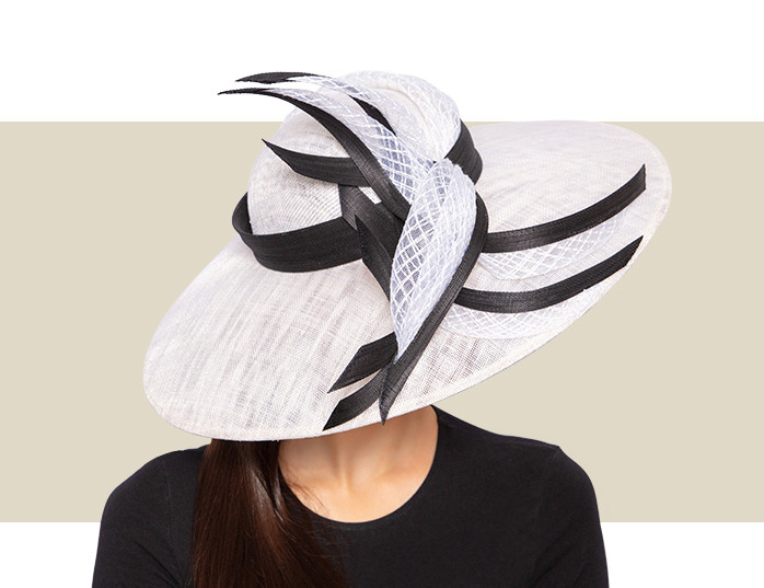 Wide Brim Hat Black And White Wedding Hat Womens White Hat