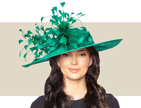 KARI KENTUCKY DERBY HAT Emerald Green Gold Coast Couture