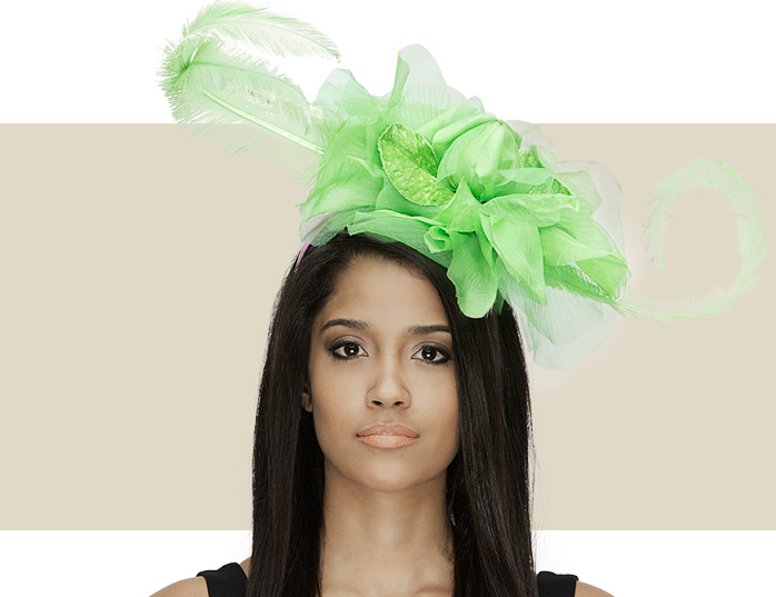 Cordelia Green Fascinator Hat for Women with Large Feathers display picture 2